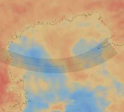 Map of the average cloud coverage across Antarctica for the solar eclipse of 01/26/1990