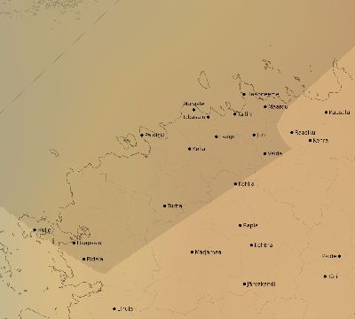 Map of the average cloud coverage across Estonia for the solar eclipse of 07/22/1990