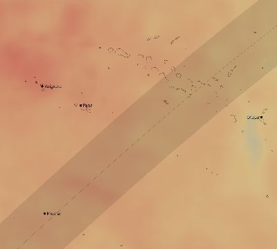 Map of the average cloud coverage across French Polynesia for the solar eclipse of 01/15/1991