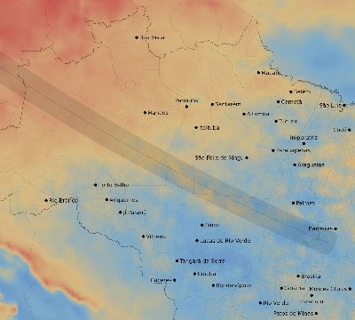 Map of the average cloud coverage across Brazil for the solar eclipse of 07/11/1991