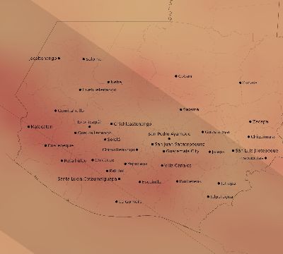 Map of the average cloud coverage across Guatemala for the solar eclipse of 07/11/1991