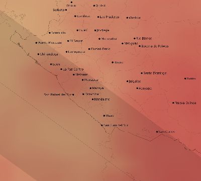 Map of the average cloud coverage across Nicaragua for the solar eclipse of 07/11/1991