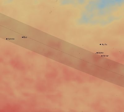 Map of the average cloud coverage across Micronesia for the solar eclipse of 01/04/1992
