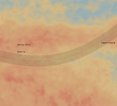Map of the average cloud coverage across Kiribati for the solar eclipse of 01/04/1992