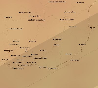 Map of the average cloud coverage across Uruguay for the solar eclipse of 06/30/1992