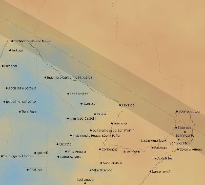 Map of the average cloud coverage across Argentina for the solar eclipse of 11/03/1994