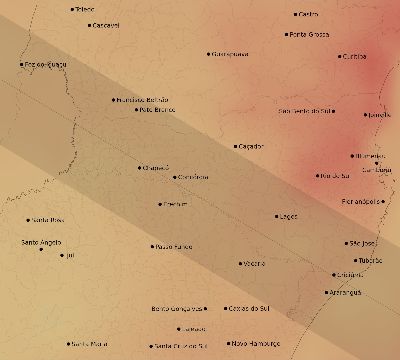 Map of the average cloud coverage across Brazil for the solar eclipse of 11/03/1994