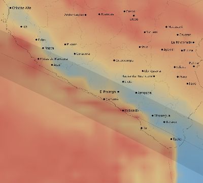 Map of the average cloud coverage across Peru for the solar eclipse of 11/03/1994
