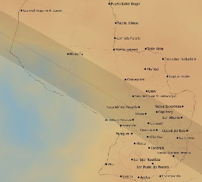 Map of the average cloud coverage across Paraguay for the solar eclipse of 11/03/1994
