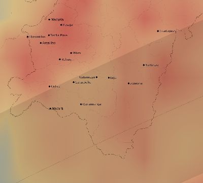 Map of the average cloud coverage across Ecuador for the solar eclipse of 04/29/1995