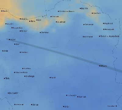 Map of the average cloud coverage across Iran for the solar eclipse of 10/24/1995