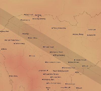 Map of the average cloud coverage across Cambodia for the solar eclipse of 10/24/1995