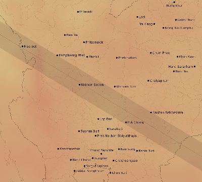 Map of the average cloud coverage across Thailand for the solar eclipse of 10/24/1995