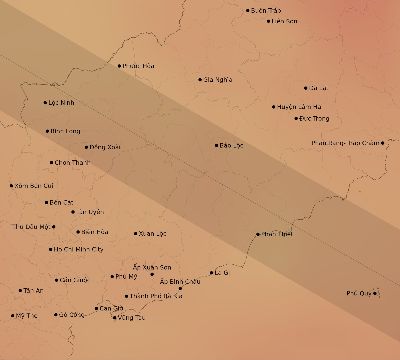 Map of the average cloud coverage across Vietnam for the solar eclipse of 10/24/1995