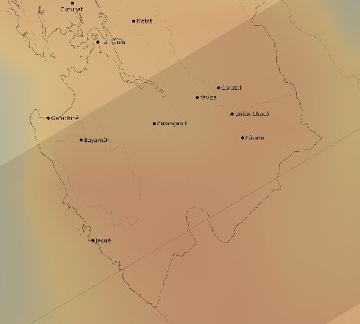 Map of the average cloud coverage across Panama for the solar eclipse of 02/26/1998