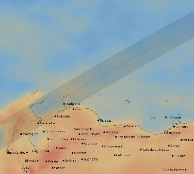Map of the average cloud coverage across Venezuela for the solar eclipse of 02/26/1998