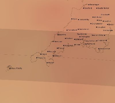 Map of the average cloud coverage across United Kingdom for the solar eclipse of 08/11/1999