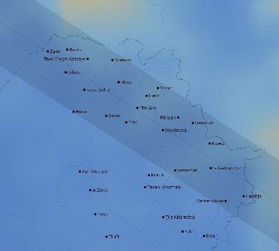 Map of the average cloud coverage across Iraq for the solar eclipse of 08/11/1999