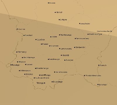 Map of the average cloud coverage across Luxembourg for the solar eclipse of 08/11/1999