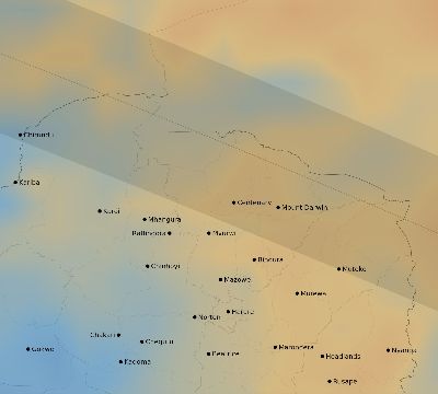 Map of the average cloud coverage across Zimbabwe for the solar eclipse of 06/21/2001