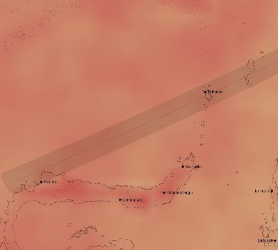 Map of the average cloud coverage across Indonesia for the solar eclipse of 06/10/2002