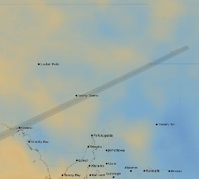 Map of the average cloud coverage across Australia for the solar eclipse of 12/04/2002