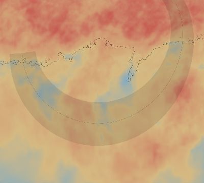 Map of the average cloud coverage across Antarctica for the solar eclipse of 11/23/2003