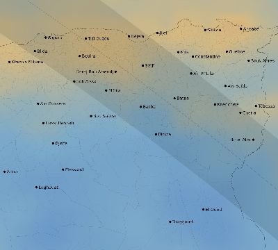 Map of the average cloud coverage across Algeria for the solar eclipse of 10/03/2005