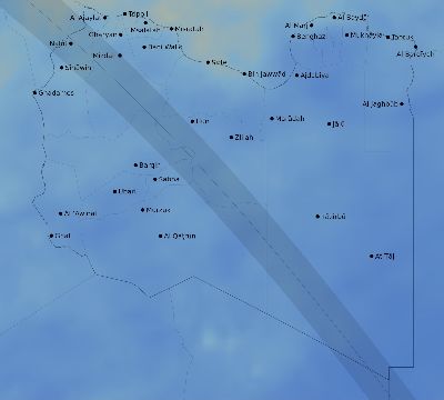 Map of the average cloud coverage across Libya for the solar eclipse of 10/03/2005