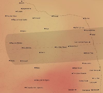 Map of the average cloud coverage across Brazil for the solar eclipse of 03/29/2006