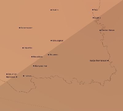 Map of the average cloud coverage across Côte d'Ivoire (Ivory Coast) for the solar eclipse of 03/29/2006