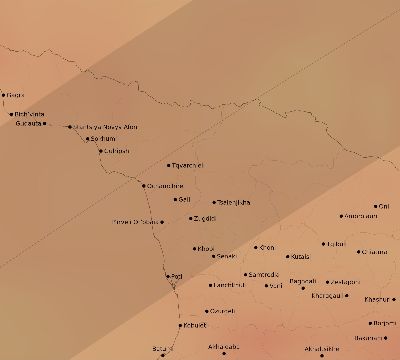 Map of the average cloud coverage across Georgia for the solar eclipse of 03/29/2006