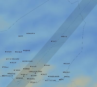 Map of the average cloud coverage across Niger for the solar eclipse of 03/29/2006