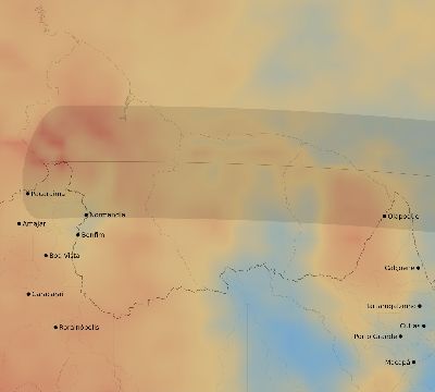 Map of the average cloud coverage across Brazil for the solar eclipse of 09/22/2006