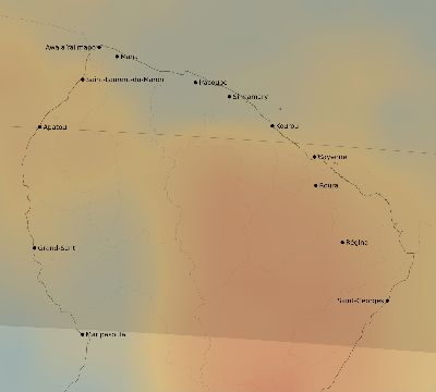 Map of the average cloud coverage across French Guiana for the solar eclipse of 09/22/2006