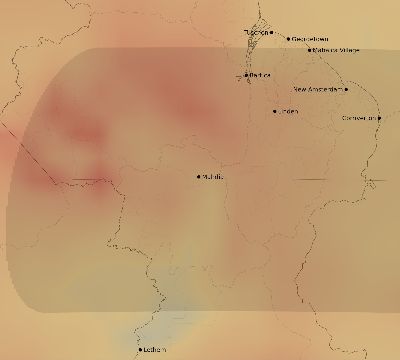 Map of the average cloud coverage across Guyana for the solar eclipse of 09/22/2006