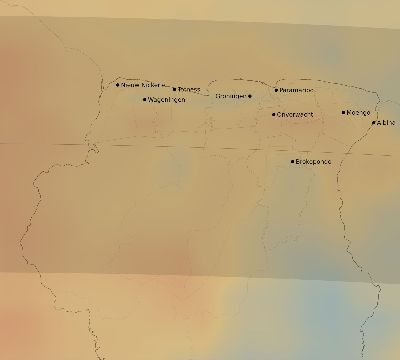 Map of the average cloud coverage across Suriname for the solar eclipse of 09/22/2006