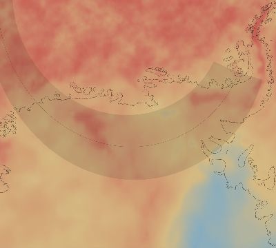 Map of the average cloud coverage across Antarctica for the solar eclipse of 02/07/2008
