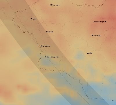 Map of the average cloud coverage across Mongolia for the solar eclipse of 08/01/2008