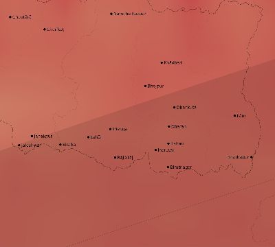 Map of the average cloud coverage across Nepal for the solar eclipse of 07/22/2009