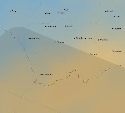 Map of the average cloud coverage across Chad for the solar eclipse of 01/15/2010