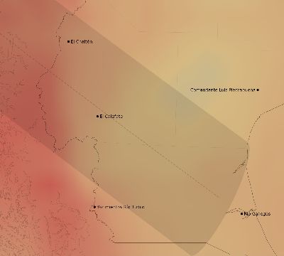 Map of the average cloud coverage across Argentina for the solar eclipse of 07/11/2010