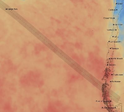 Map of the average cloud coverage across Chile for the solar eclipse of 07/11/2010