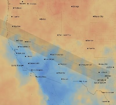 Map of the average cloud coverage across United States for the solar eclipse of 05/20/2012