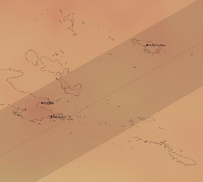 Map of the average cloud coverage across Papua New Guinea for the solar eclipse of 05/10/2013