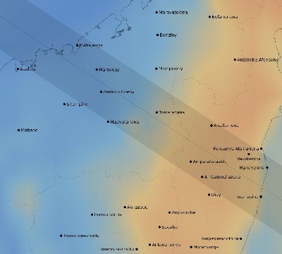 Map of the average cloud coverage across Madagascar for the solar eclipse of 09/01/2016