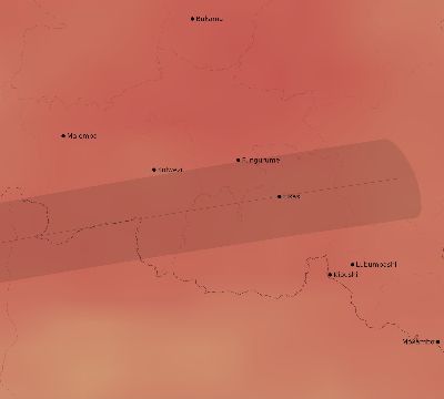 Map of the average cloud coverage across DR Congo for the solar eclipse of 02/26/2017
