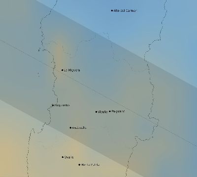 Map of the average cloud coverage across Chile for the solar eclipse of 07/02/2019
