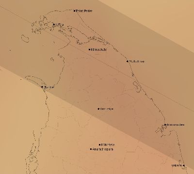 Map of the average cloud coverage across Sri Lanka for the solar eclipse of 12/26/2019