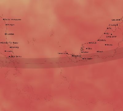 Map of the average cloud coverage across Malaysia for the solar eclipse of 12/26/2019